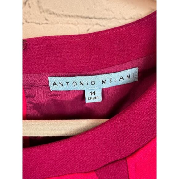 ANTONIO MELANI Edelina raspberry/pom sleeveless sheath classic dress size 14 NWT - Picture 2 of 8